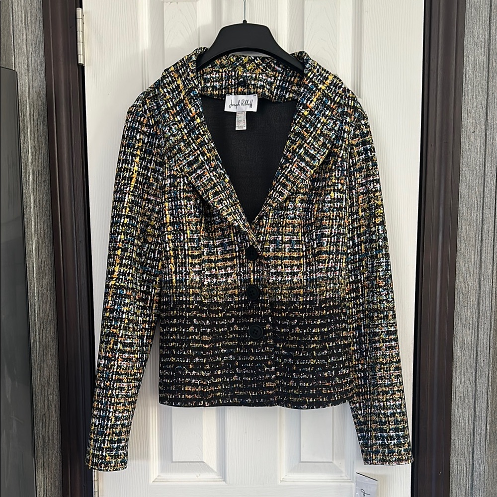 Joseph Ribkoff Black and White Blazer with Textured Fabric
